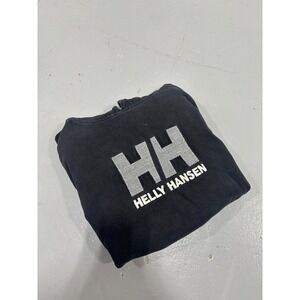 Vintage Helly Hansen Mens Logo Pullover Hoodie Black Sweatshirt Medium